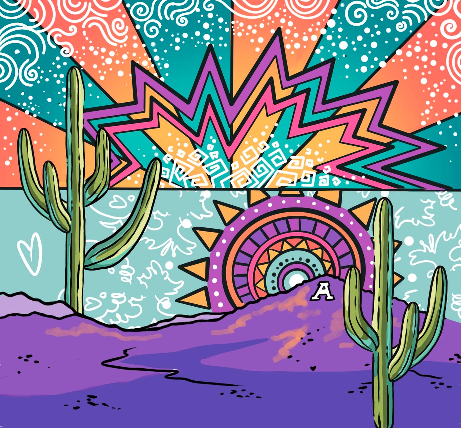 Colorful mural on a sun-drenched downtown Tucson building